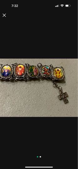 Catholic Saints Charm Bracelet with Cross