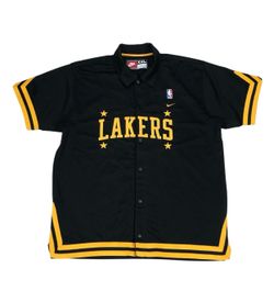Vintage Nike LA Lakers Warm Up Jersey 2XL XXL Black Button Kobe Shaq Los Angeles