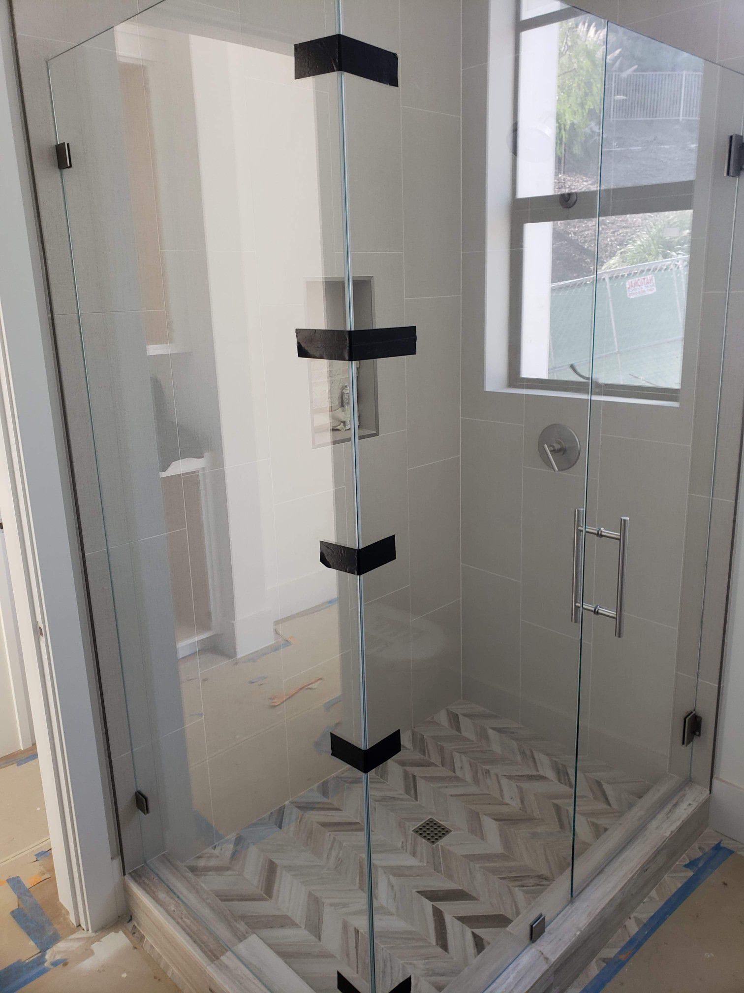 Frameless shower door glass