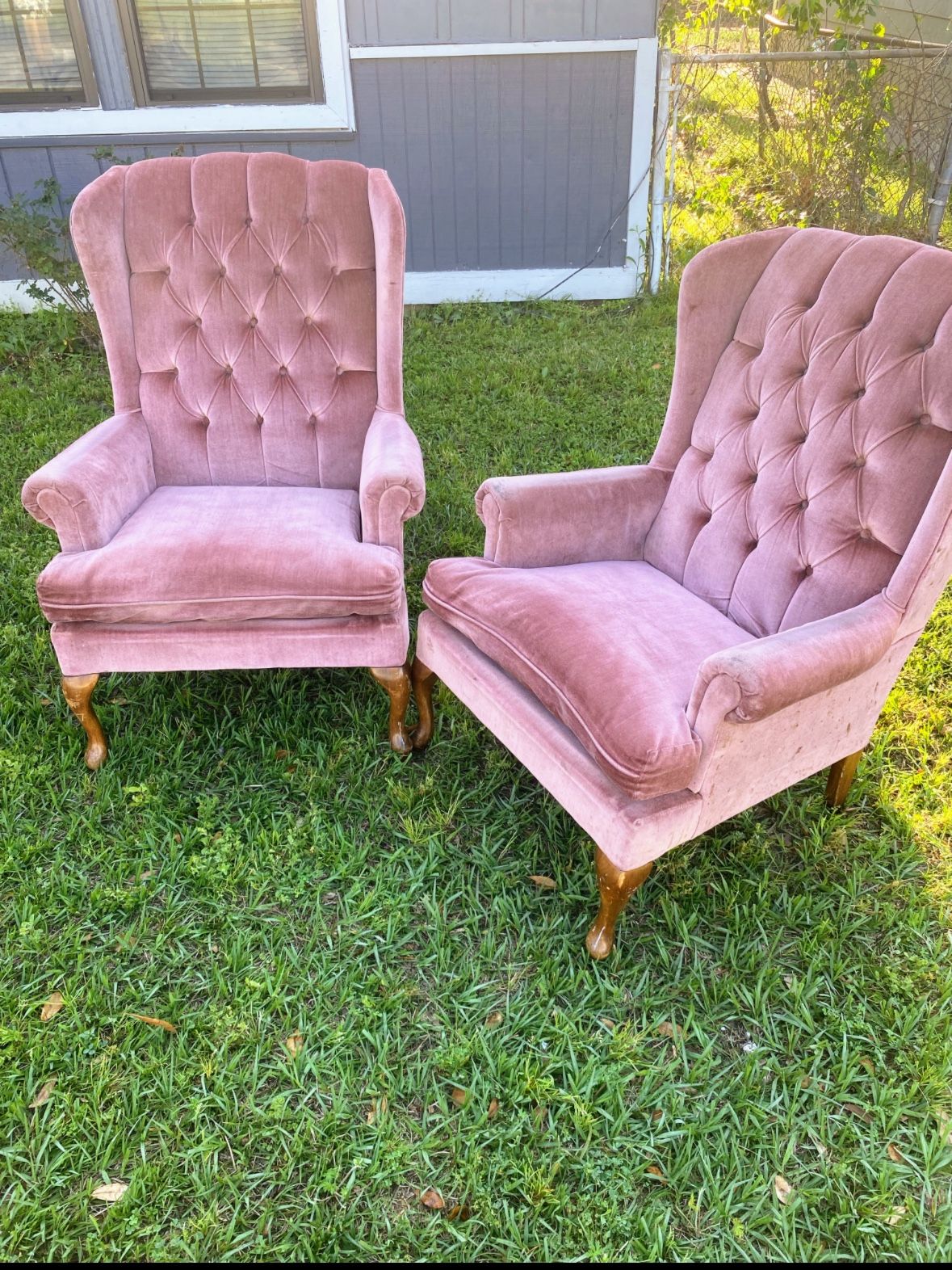 Set Of Two Pink Chairs
