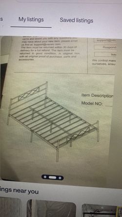 Bed frame metal and foam mattress Queen size