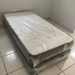 New Twin Size Mattress With Box Spring Set Colchones Nuevos Individuales Twin Bed Set 