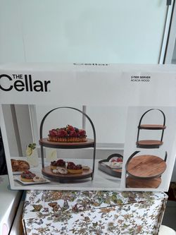The Cellar 2-Tier Server in Acacia Wood from Crate & Barrel