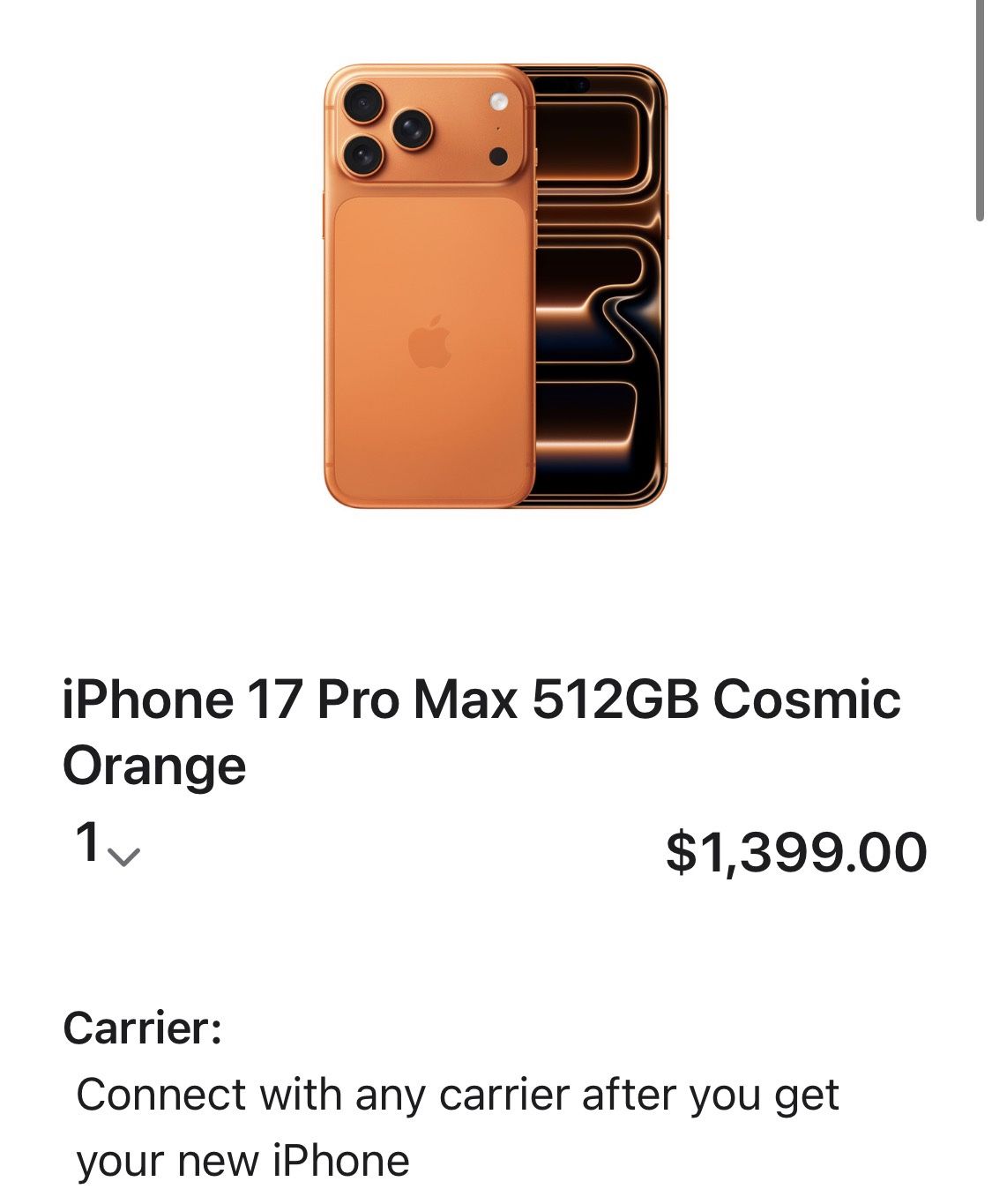 iPhone 17 Pro Max 512gb Cosmic Orange