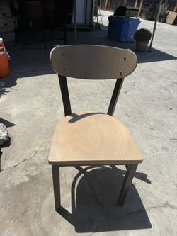 4 Wooden , Black Metal Chairs