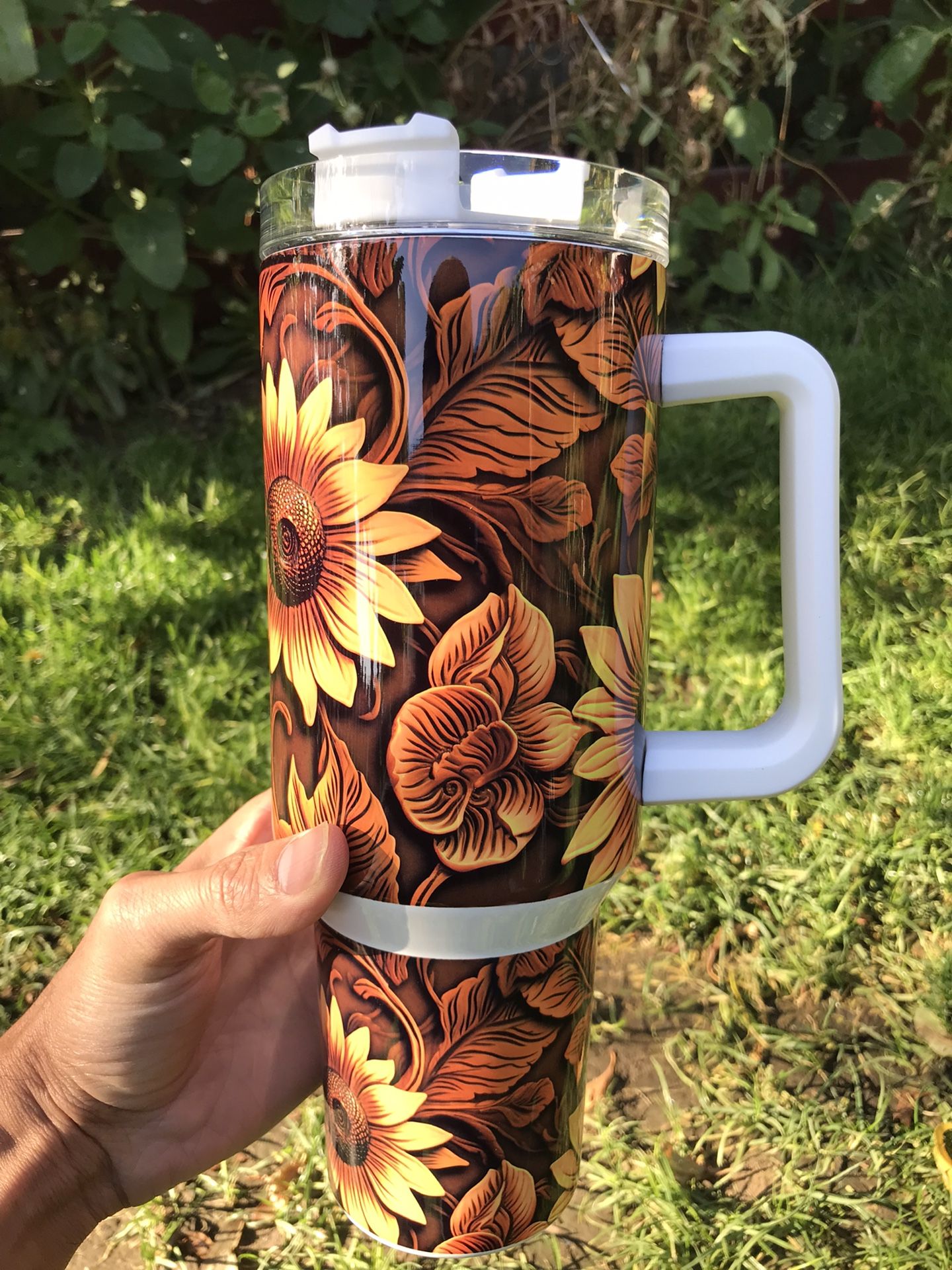 40oz Tumbler,Sunflower Tumbler 