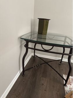 2 glass end tables and coffee center table