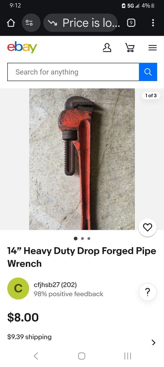 14” Heavy Duty Drop Forged Pipe Wrench