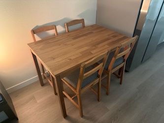 Wooden Dining Table with 4 Chairs