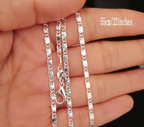 925 Sterling Silver Plated Starburst Link Chain Necklace 22"