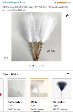 20PCS Faux Boho Pampas Grass,21" Artificial Pampas Grass Decor for Home Room(White)