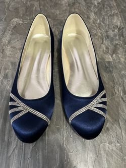 Satin Flat Evening Shoes With Rhinestones 