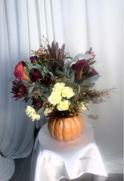 Fall Floral Arrangement in Pumpkin Vase