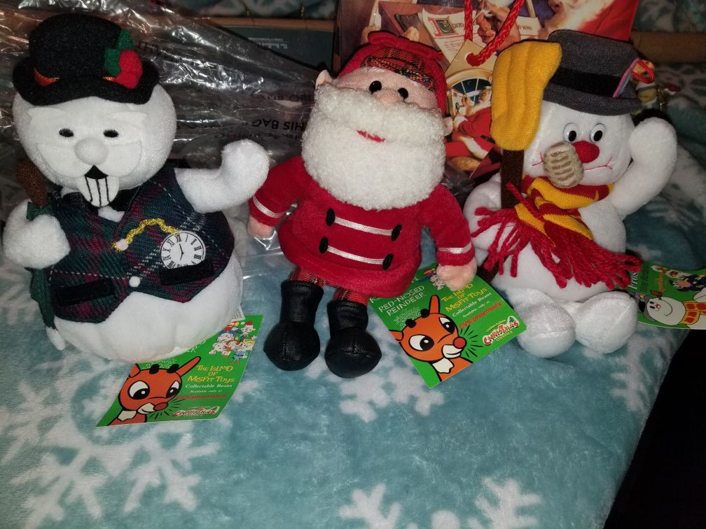 Vintage CVS Exclusive Stuffins  "Misfit Toys" Christmas Plush "Frosty", "Santa", & "Sam" Collectibles.