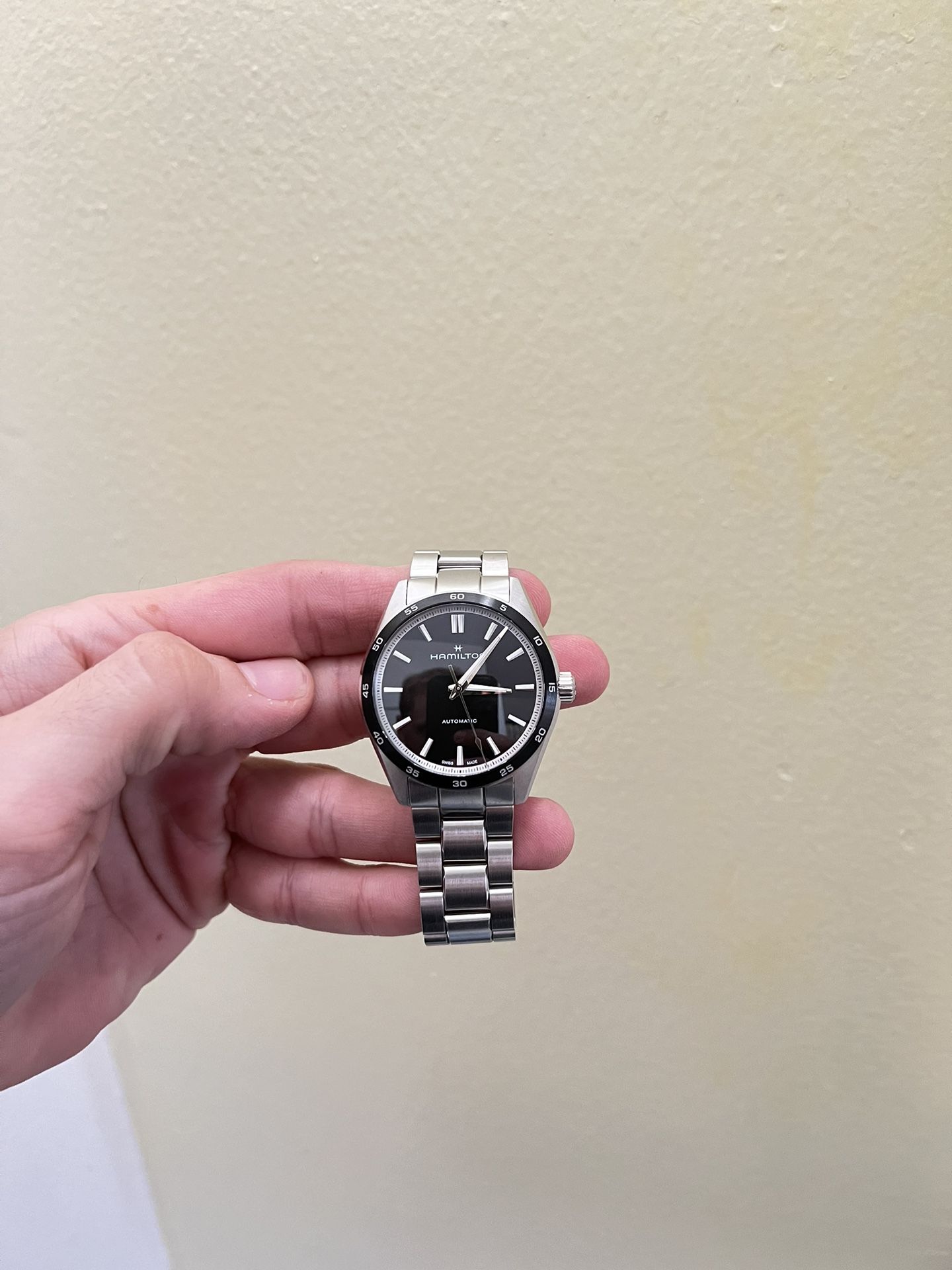 hamilton jazzmaster auto stainless steel  black dial automatic movement watch