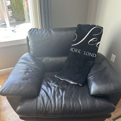 Real Black Leather Couch