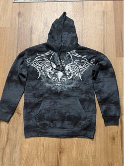 Gothic Skull Graphic Hoodie – Acid Wash