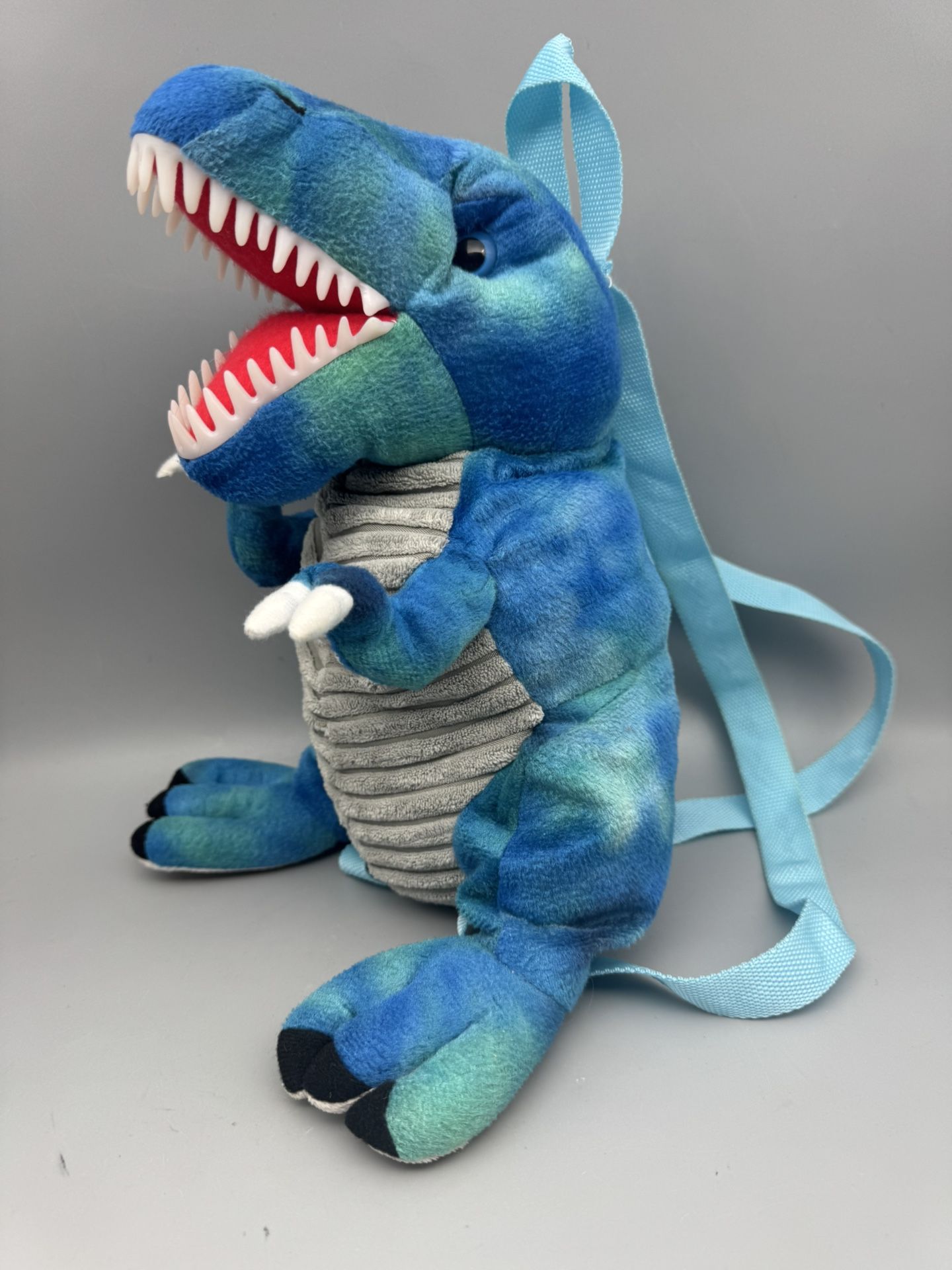 Blue Plush Dinosaur T-Rex Childs Backpack 15"