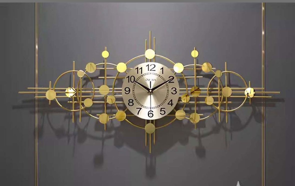 Large Decorative Metal Wall Clock For Home Office Living Room - Silent Non-Ticking Quartz Design