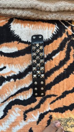 Black Leather Studded Wristband Bracelet