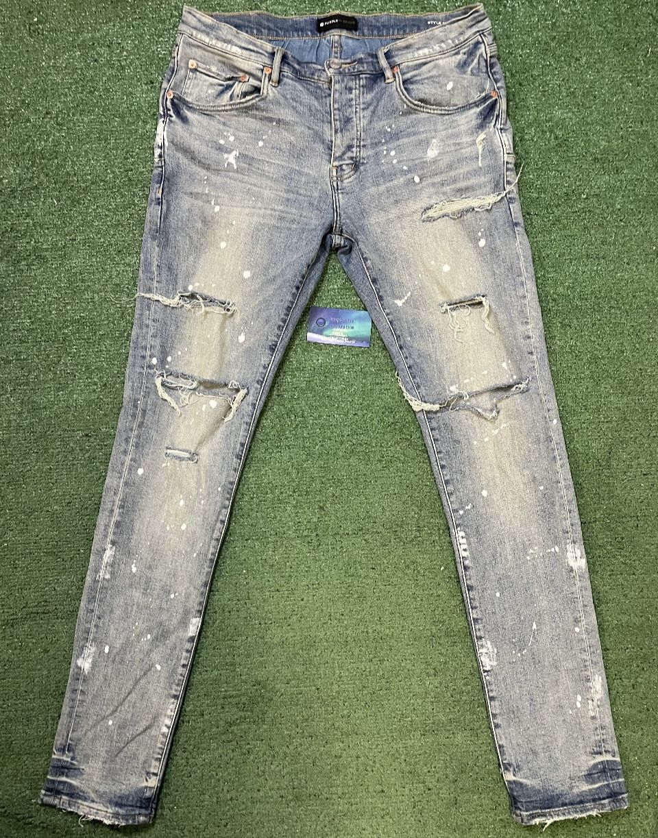 Purple Brand ripped splatter jeans
