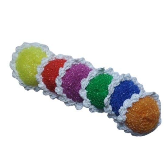Handmade Crocheted Nylon Dish Scrubby Set of 6