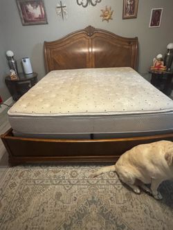 Wood Sleigh Bed Frame/ Dresser