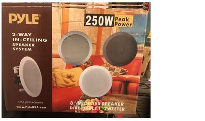 Pyle 8 inch In-Ceiling Speakers, 1 Pair, New in Sealed Box