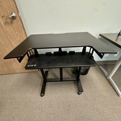 VIVO Mobile Height Adjustable Table, Stand Up Desk Cart with Sliding Keyboard Tray, Computer Workstation, Rolling Presentation Cart, Black