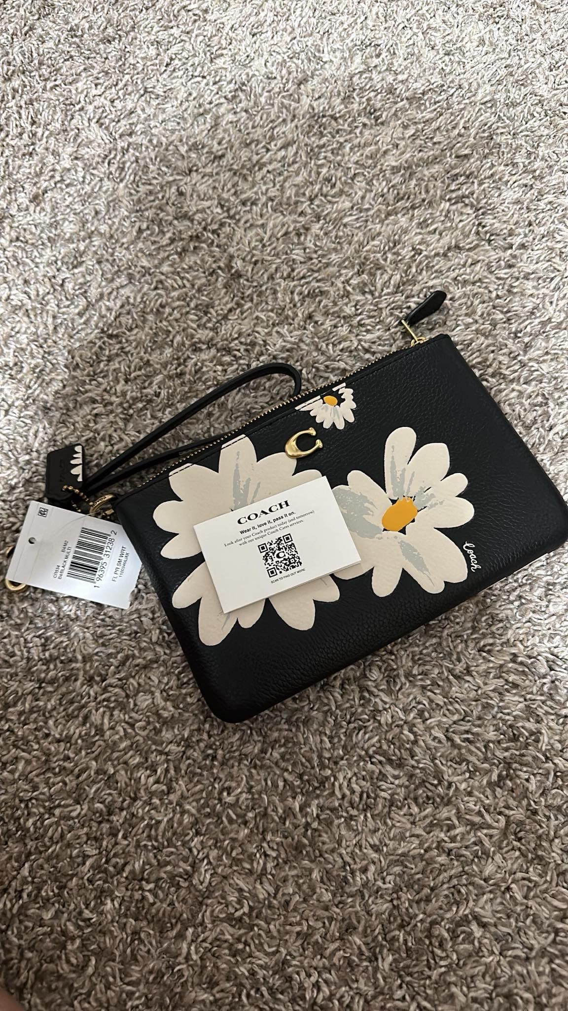 Small Floral Print Leather Wristlet