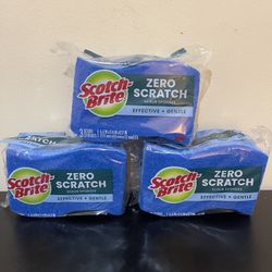 3pack Scotch-Brite Non-Scratch, Zero Scratch Scrub Sponge, 3 Sponges