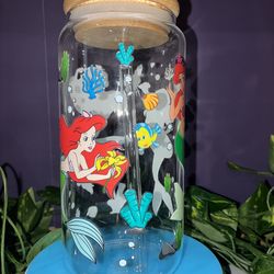 Little mermaid glass cup