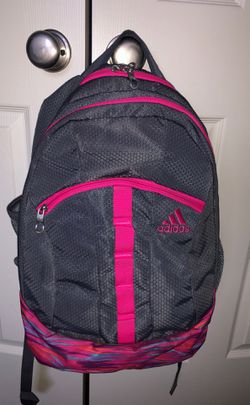 Adidas pink and grey backpack