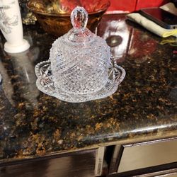 Vintage Avon Fostoria Crystal Dome Covered Butter