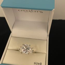 Crystal Silver Fashion Ring Size 8