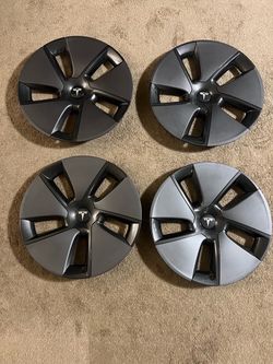 Set of 4 Brand New 2021-2023 Flat Design OEM TESLA MODEL 3 18" Aero Replacement Hubcap Wheelcover (Fits 2017-2023).