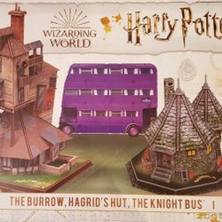 Wizarding World Harry Potter The Burrow, Hagrid's Hut, The Knight Bus 3D Puzzle 315-pieces