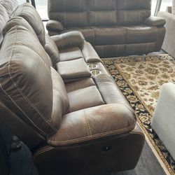 Power Reclining Sofa & Power Reclining Love Seat On Sale