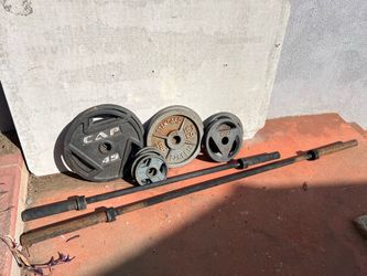 230 LBS 2” Barbell Plates; 5’ & 7’ Bars