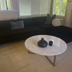 Rove Concepts Black Velvet Couch With Chaise Sleeper Sofa