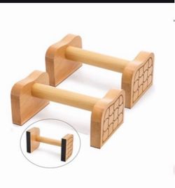 2 PCS Wood Pushup Bars Non-Slip Base