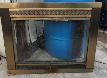Brass Fireplace Glass Door Screen