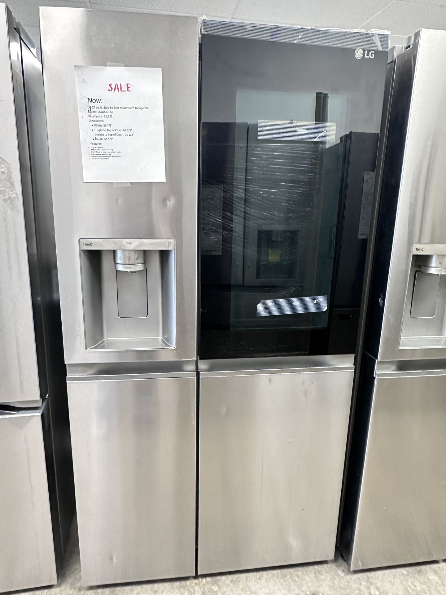 Unused LG Side By Side Refrige With Instaview