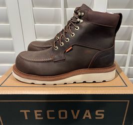 NEW Tecovas LH Waterproof Moc Composite Toe Cowhide Work Boots (Men’s Size 8 EE & 9 EE) - $160