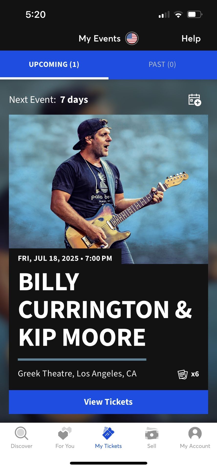 2 Tix Billy Currington & Kip Moore @ The Greek