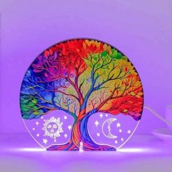 NEW! Wooden Acrylic Tree Light, Multi-Color Changing LED, USB Powered, 8 settings (see details)