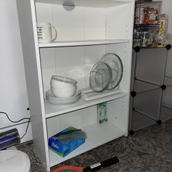 Kitchen rack And Kitchen Ware, White Shelf, Dining Table 