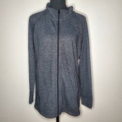 Christopher & Banks Women's Black And Grey Zip Up Jacket Hoodie Size: Large 