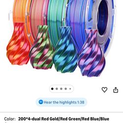 AMOLEN Silk PLA 3D Printer Filament Bundle, Shiny Dual Color Filament 1.75mm Pack, Multi Color Change 3D Printing Filament for Most FDM 3D Printer, 4 