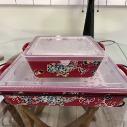 Vb Floral Baking Dishes with Lids